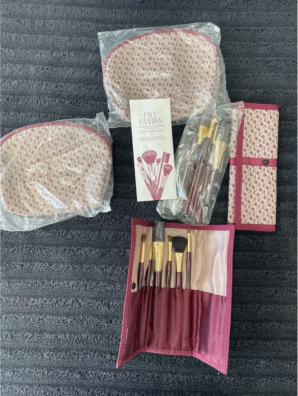 Mary Kay Brush Set Organizer Travel Bag 5 Full Size Brushes Vintage 1981 NOS